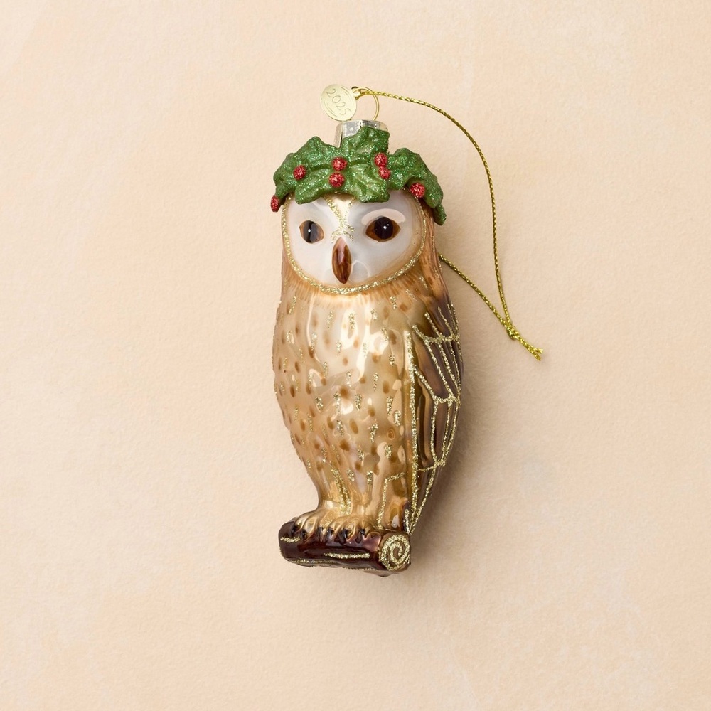 John Derian 2025 Glass  Owl Christmas Ornament